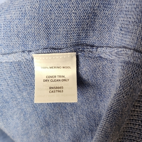 Nordstrom Mens Shop 100% Merino Wool Blue Quarter Zip Sweater-Size 2XL - Picture 7 of 8